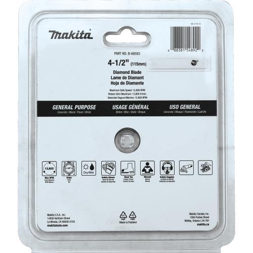 Makita B-69593 4‘1/2" Diamond Blade, Segmented, General Purpose