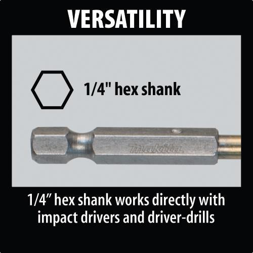 Makita D-23765 5 Pc. Masonry and Metal Drill Bit Set, 1/4" Hex Shank