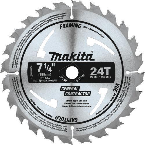 Makita D-45989-10 7‘1/4" 24T Carbide‘Tipped Circular Saw Blade, Framing/General Purpose, 10/pk