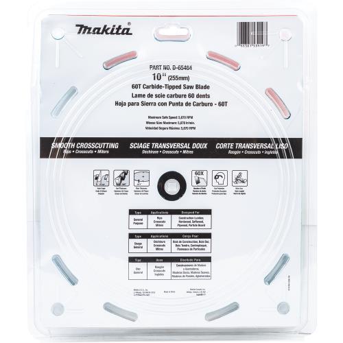 Makita D-65464 10" 60T Micro‘Polished Miter Saw Blade, Smooth Crosscutting