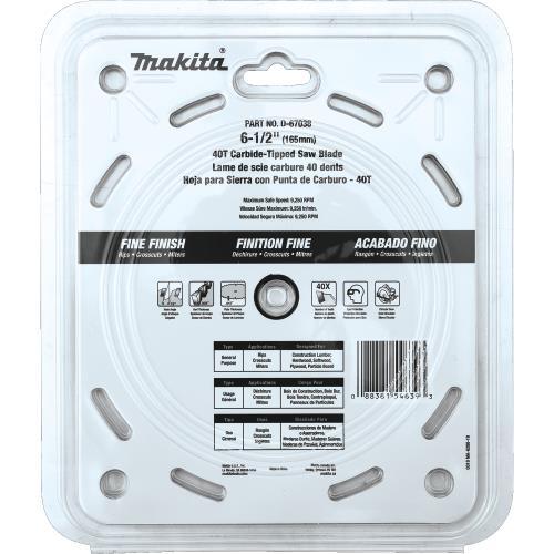 Makita D-67038 6‘1/2" 40T Carbide‘Tipped Circular Saw Blade, Fine Finish