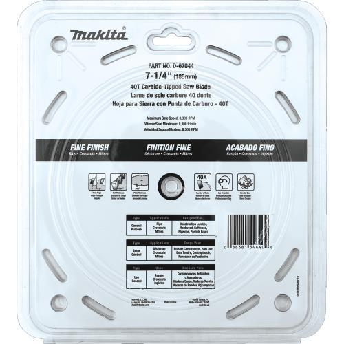 Makita D-67044 7‘1/4" 40T Carbide‘Tipped Circular Saw Blade, Fine Crosscutting