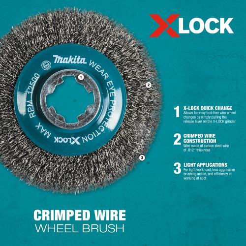 Makita D-72665 X‘LOCK 4‘1/2" Carbon Steel Crimped Wire Wheel Brush