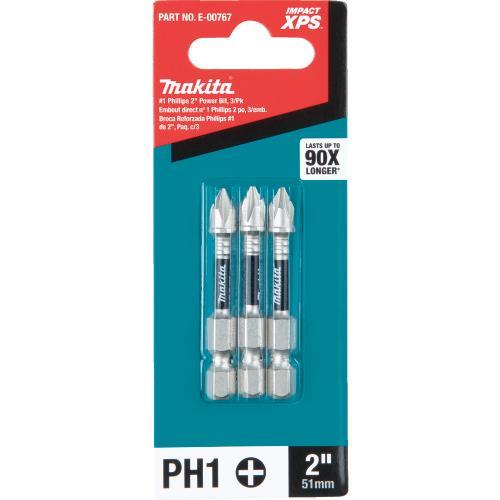 Makita E-00767 Impact XPS® #1 Phillips 2" Power Bit, 3/pk