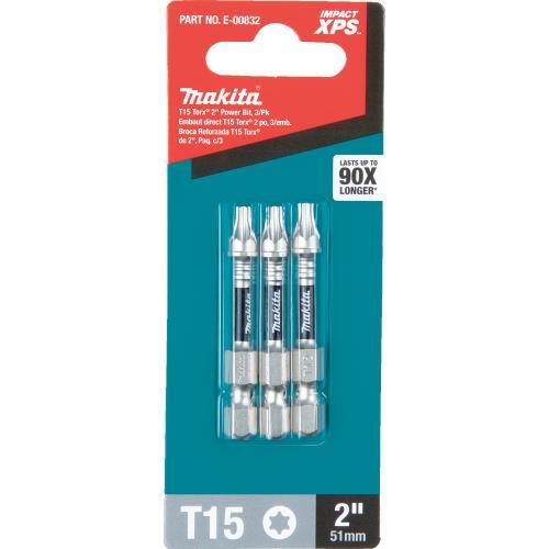 Makita E-00832 Impact XPS® T15 Torx 2" Power Bit, 3/pk