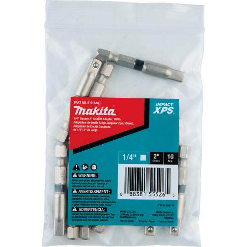 Makita E-01616 Impact XPS® 1/4" Square 2" Socket Adapter, 10/pk, Bulk