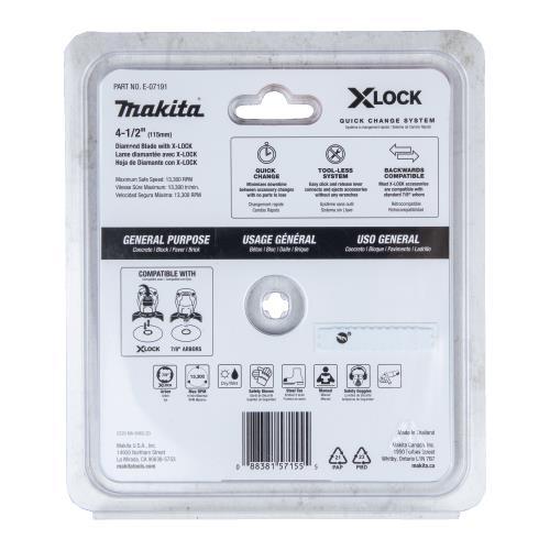 Makita E-07191 X‘LOCK 4‘1/2" Segmented Diamond Blade for Masonry Cutting