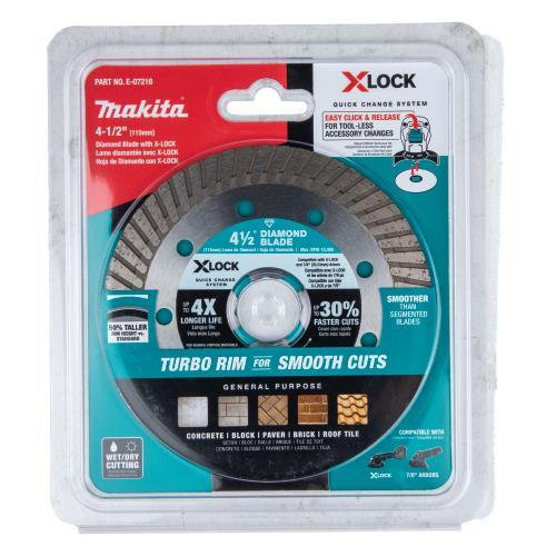 Makita E-07216 X‘LOCK 4‘1/2" Turbo Rim Diamond Blade for Masonry Cutting