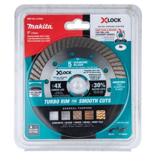 Makita E-07244 X‘LOCK 5" Turbo Rim Diamond Blade for Masonry Cutting