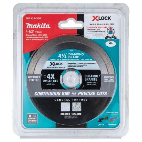 Makita E-07397 X‘LOCK 4‘1/2" Continuous Rim Diamond Blade for Ceramic and Granite Cutting