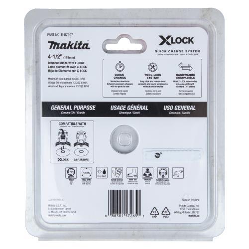 Makita E-07397 X‘LOCK 4‘1/2" Continuous Rim Diamond Blade for Ceramic and Granite Cutting