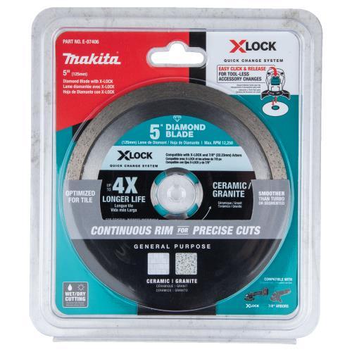 Makita E-07406 X‘LOCK 5" Continuous Rim Diamond Blade for Ceramic and Granite Cutting