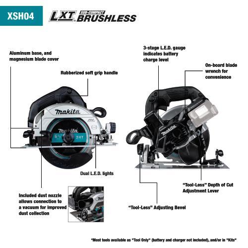 Makita XSH04ZB 18V LXT® Lithium‘Ion Sub‘Compact Brushless Cordless 6‘1/2 Circular Saw, Tool Only