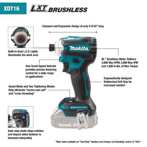 Makita XT288T 18V LXT® Lithium‘Ion Brushless Cordless 2‘Pc. Combo Kit (5.0Ah)
