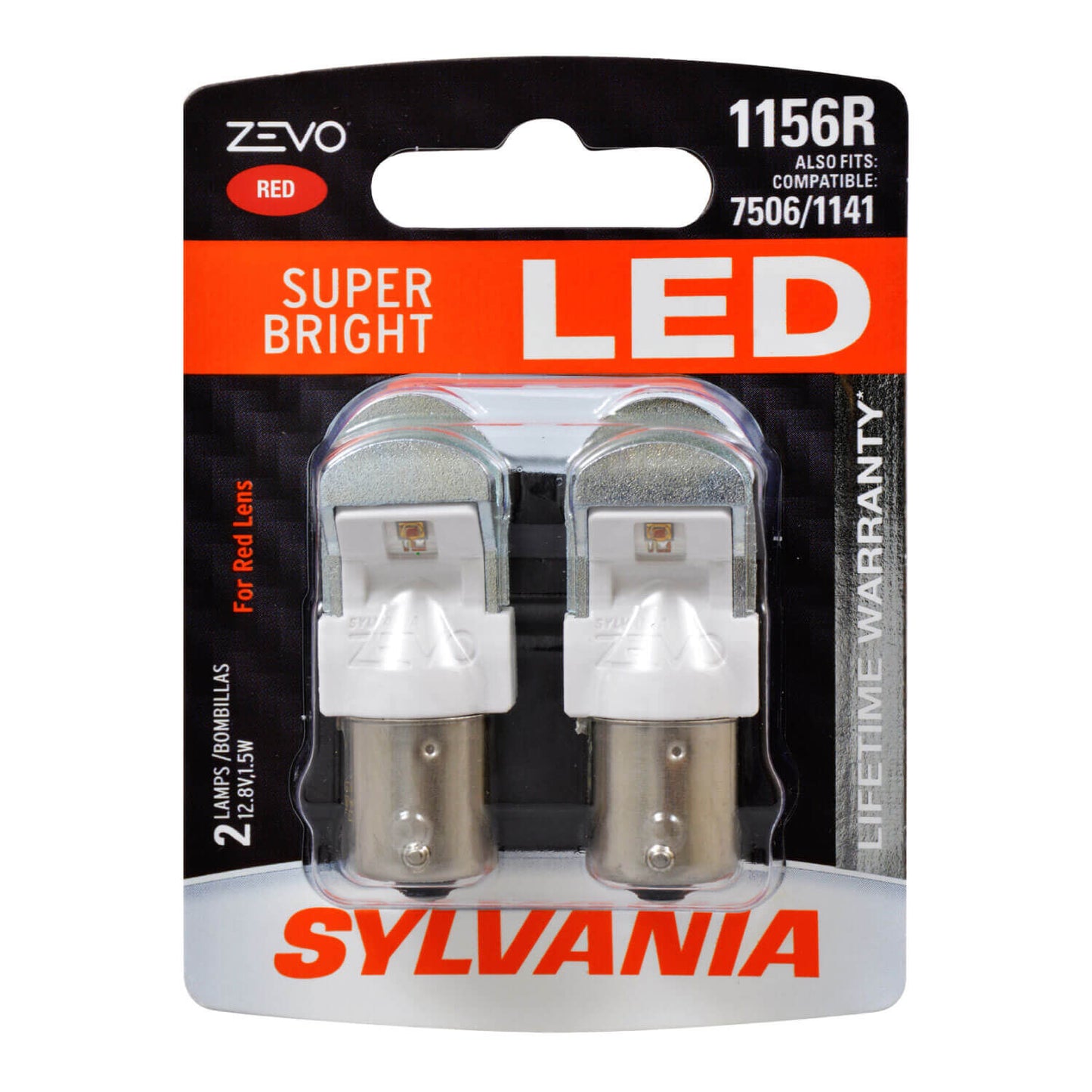 Sylvania 1156R Red Zevo Led Mini, 2 Pack