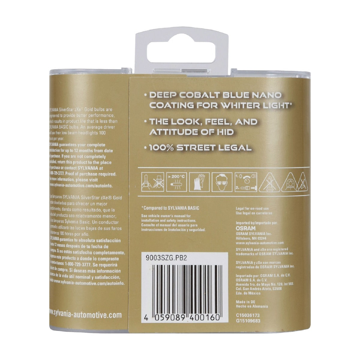 Sylvania 9003 Silverstar Zxe Gold Halogen Headlight Bulb, 2 Pack