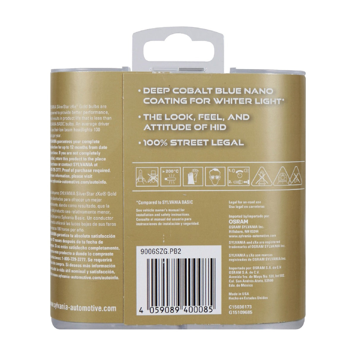 Sylvania 9006 Silverstar Zxe Gold Halogen Headlight Bulb, 2 Pack