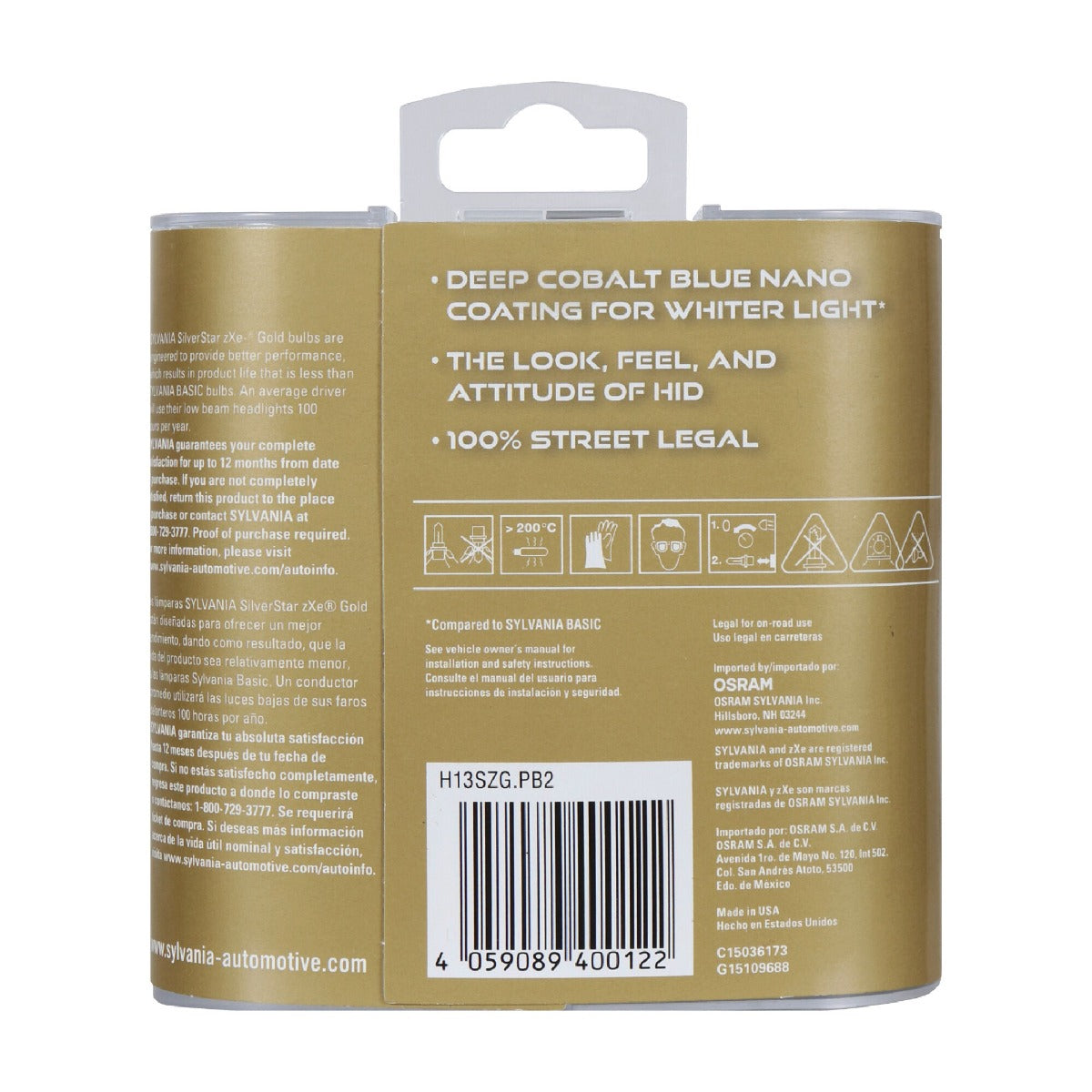 Sylvania H13 Silverstar Zxe Gold Halogen Headlight Bulb, 2 Pack