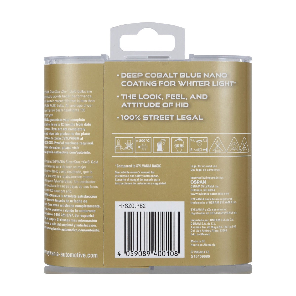 Sylvania H7 Silverstar Zxe Gold Halogen Headlight Bulb, 2 Pack