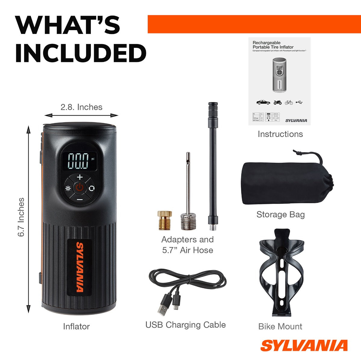 Sylvania Handheld Rechargeable Tire Inflator