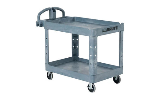 Rubbermaid 2192463 BRUTE HEAVY-DUTY ERGO HANDLE UTILITY CART, LIPPED SHELF, LARGE 750 LB. CAPACITY - GRAY