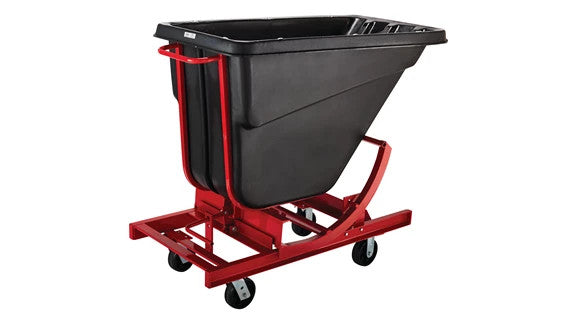 Rubbermaid FG105443BLA SELF-DUMPING HOPPER WITH 6 IN POLYOLEFIN CASTERS, 1/2 CUBIC YARD, BLACK