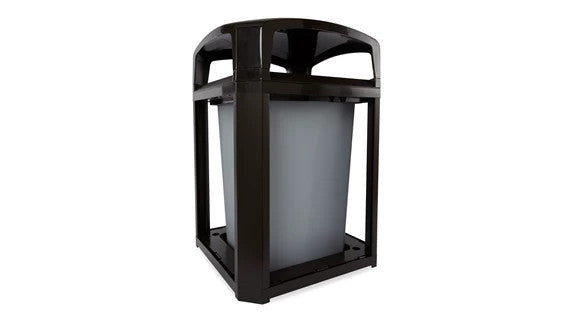 Rubbermaid FG397000BLA LANDMARK SERIES® CLASSIC CONTAINER, DOME TOP FRAME WITH RIGID LINER BLACK 35 GAL