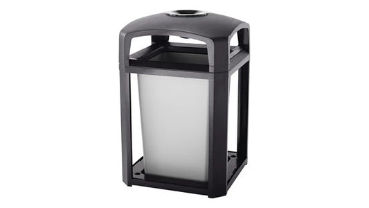 Rubbermaid FG397001SBLE LANDMARK SERIES® CLASSIC CONTAINER, DOME TOP FRAME WITH ASH TRAY AND RIGID LINER SABLE