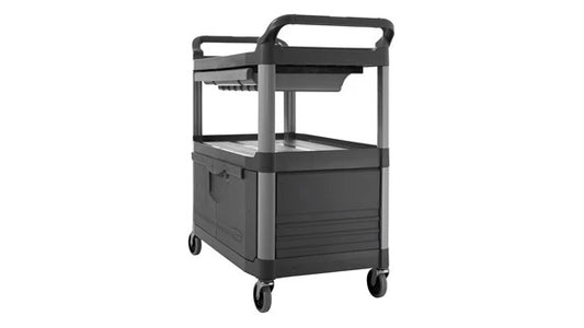 Rubbermaid FG409400GRAY XTRA„ INSTRUMENT CART WITH LOCKABLE DOORS AND SLIDING DRAWER, 300 LB. CAPACITY, GRAY