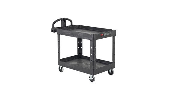 Rubbermaid FG450088BLA BRUTE HEAVY-DUTY ERGO HANDLE UTILITY CART, LIPPED SHELF, SMALL, 500 LB. CAPACITY - BLACK