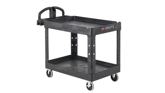 Rubbermaid FG452088BLA BRUTE HEAVY-DUTY ERGO HANDLE UTILITY CART, LIPPED SHELF, MEDIUM, 500 LB. CAPACITY - BLACK