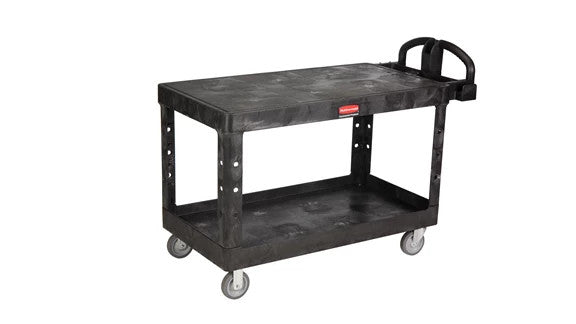 Rubbermaid FG454500BLA HEAVY-DUTY ERGO HANDLE UTILITY CART, FLAT SHELF, LARGE, 750 LB. CAPACITY - BLACK