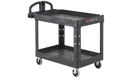 Rubbermaid FG454600BLA BRUTE HEAVY-DUTY ERGO HANDLE UTILITY CART, LIPPED SHELF, LARGE, 750 LB. CAPACITY - BLACK