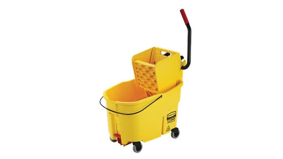 Rubbermaid FG618688YEL WAVEBRAKE® 44 QT SIDE PRESS BUCKET AND WRINGER, DRAIN, YELLOW