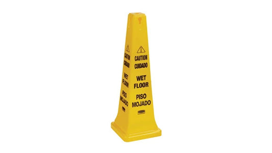 Rubbermaid FG627677YEL "CAUTION WET FLOOR" SAFETY CONE, 36", YELLOW