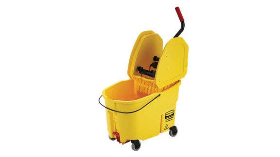 Rubbermaid FG757688YEL WAVEBRAKE® 44 QT DOWN PRESS BUCKET AND WRINGER, DRAIN, YELLOW