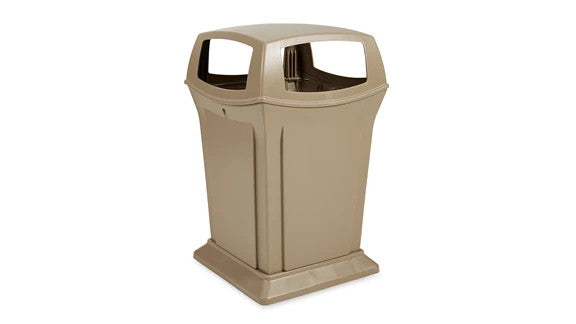 Rubbermaid FG917388BEIG RANGER® CONTAINER WITH 4 OPENINGS, 45 GAL BEIGE