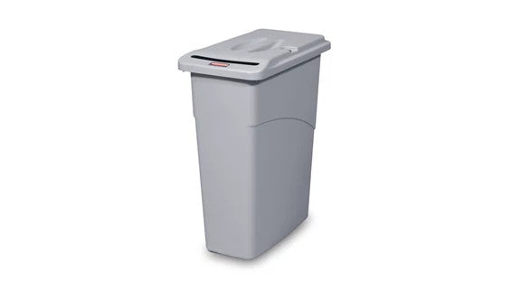 Rubbermaid FG9W1500LGRAY SLIM JIM® CONFIDENTIAL WITH LID 87.1L/23 GAL LIGHT GRAY