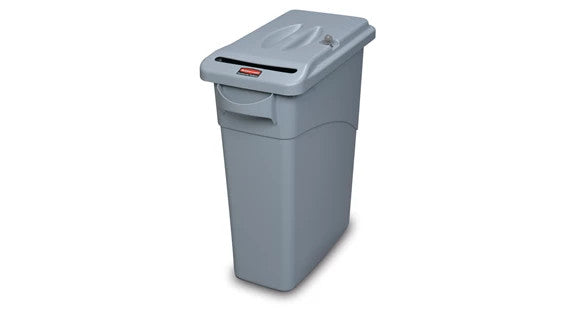 Rubbermaid FG9W2500LGRAY SLIM JIM® CONFIDENTIAL DOCUMENT BASE/LID COMBO 16 GAL GRAY