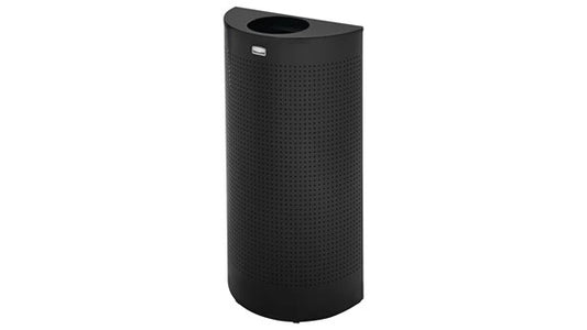 Rubbermaid FGSH12EPLTBK HALF ROUND OPEN TOP 12 GAL PERFORATED TEXTURED BLACK