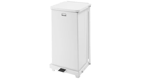 Rubbermaid FGST12EPLWH DEFENDERS® SQUARE STEP CAN 6.5 GAL SKY WHITE