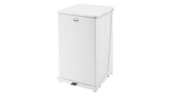 Rubbermaid FGST40EPLWH DEFENDERS® SQUARE STEP CAN 25 GAL SKY WHITE