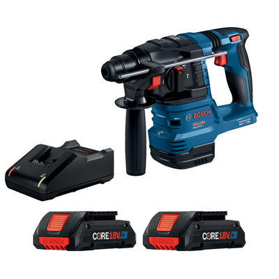 Bosch GBH18V-22K24 18V Brushless 3/4" SDS-plus® Bulldog Rotary Hammer w/ (2) CORE18V 4 Ah Advanced Power Batteries