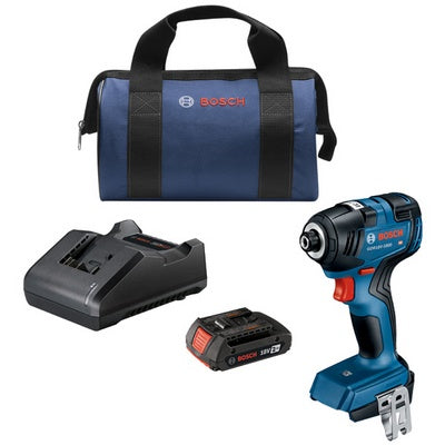 Bosch GDR18V-1800B12 18V Brushless Impact Driver w/ (1) 2 Ah Standard Power Battery and GAL18V-20 Standard Charger