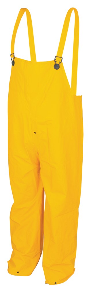 MCR Safety 200BPS Classic Series Rain Gear .35mm PVC / Polyester Material Waterproof Yellow Rain Pants Bib Overall Style with Fly Front (1 EA)