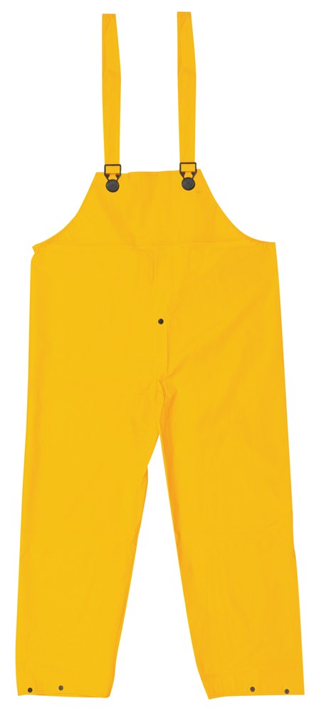 MCR Safety 200BPS Classic Series Rain Gear .35mm PVC / Polyester Material Waterproof Yellow Rain Pants Bib Overall Style with Fly Front (1 EA)