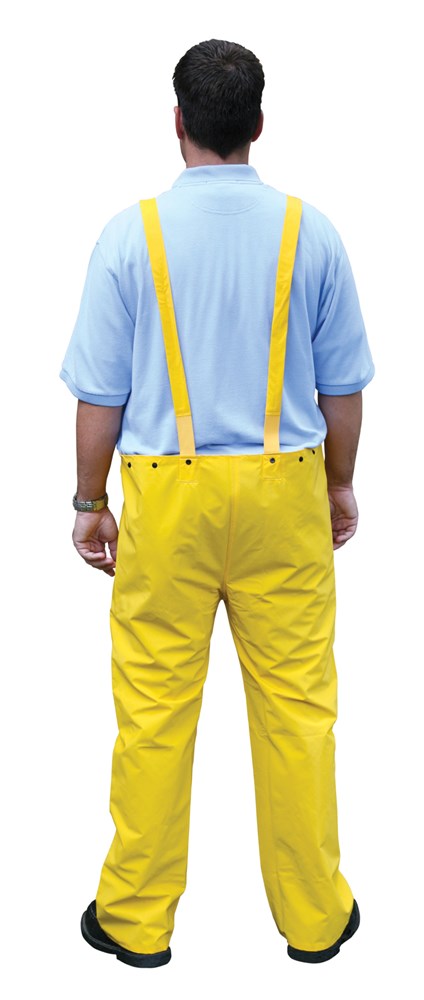 MCR Safety 200BPS Classic Series Rain Gear .35mm PVC / Polyester Material Waterproof Yellow Rain Pants Bib Overall Style with Fly Front (1 EA)