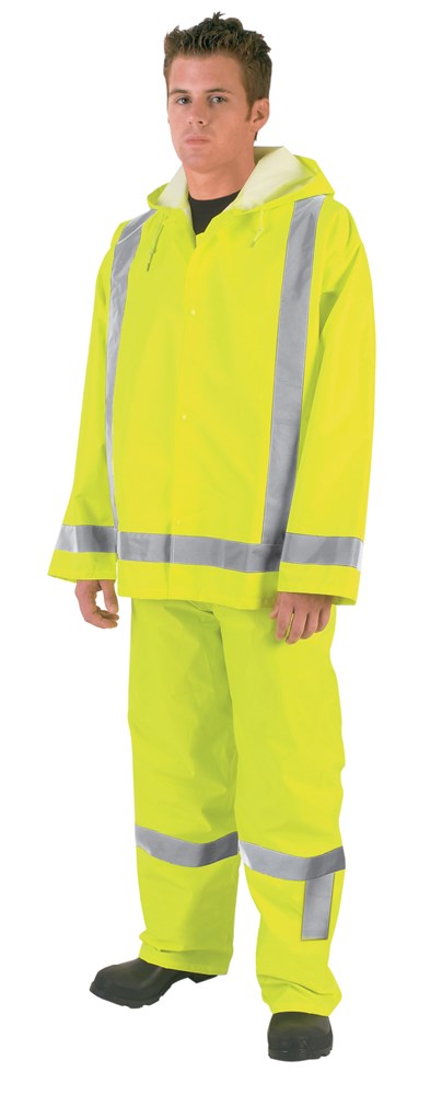 MCR Safety 500RPWM Luminator® Hi Vis Rain Gear Durable Lightweight Elastic Waist Rain Pants Hi-Vis Lime Polyester / Polyurethane Material Meets ANSI/ISEA 107 2020 Standard Class E Compliant (1 EA)