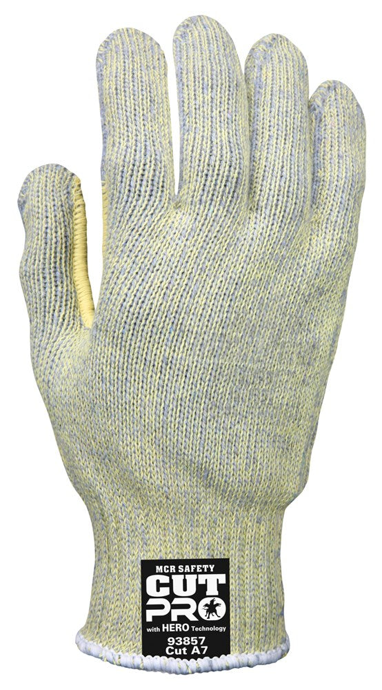 MCR Safety 93857M MCR Safety Cut Pro® with Hero™ Technology 7-Gauge Regular Weight Shell Made with ARX® Aramid Fibers PVC Palm Dotted Cut Resistant Work Gloves (1 DZ)