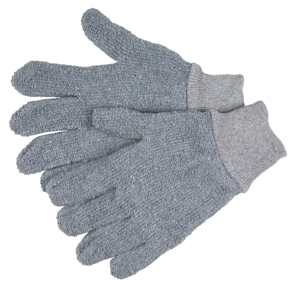 MCR Safety 9422KM Gray Terrycloth Work Gloves 22-Ounce Regular Weight Loop-Out Fabric Seamless and Reversible Comfortable Knit Wrist Size Small (1 DZ)